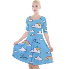 Quarter Sleeve A-Line Dress 