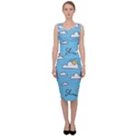 Seamless Pattern Vector Owl Cartoon With Bugs Sleeveless Pencil Dress