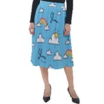 Sky Pattern Classic Velour Midi Skirt 