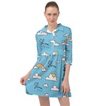 Sky Pattern Mini Skater Shirt Dress