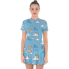 Drop Hem Mini Chiffon Dress 