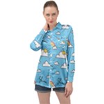 Sky Pattern Long Sleeve Satin Shirt