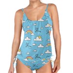 Seamless Pattern Vector Owl Cartoon With Bugs Tankini Set