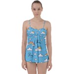 Seamless Pattern Vector Owl Cartoon With Bugs Babydoll Tankini Set