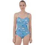 Seamless Pattern Vector Owl Cartoon With Bugs Sweetheart Tankini Set