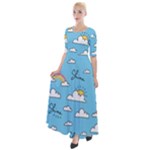 Sky Pattern Half Sleeves Maxi Dress