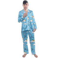 Men s Long Sleeve Satin Pajamas Set 