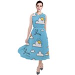 Sky Pattern Round Neck Boho Dress