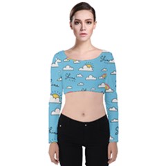 Velvet Long Sleeve Crop Top 