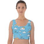 Seamless Pattern Vector Owl Cartoon With Bugs Velvet Crop Top