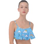 Sky Pattern Frill Bikini Top