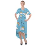 Sky Pattern Front Wrap High Low Dress