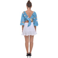 Tie Back Butterfly Sleeve Chiffon Top 
