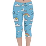 Seamless Pattern Vector Owl Cartoon With Bugs Velvet Capri Leggings 