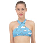 Sky Pattern High Neck Bikini Top