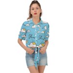Sky Pattern Tie Front Shirt 