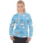 Seamless Pattern Vector Owl Cartoon With Bugs Women s Overhead Hoodie