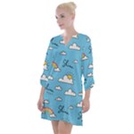 Sky Pattern Open Neck Shift Dress