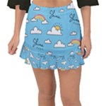 Seamless Pattern Vector Owl Cartoon With Bugs Fishtail Mini Chiffon Skirt