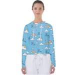Seamless Pattern Vector Owl Cartoon With Bugs Women s Slouchy Sweat