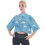Sky Pattern Mock Neck T-Shirt