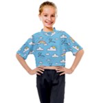Sky Pattern Kids Mock Neck T-Shirt