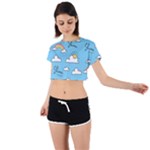 Sky Pattern Tie Back Short Sleeve Crop T-Shirt