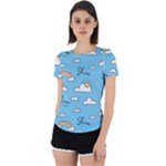 Sky Pattern Back Cut Out Sport T-Shirt