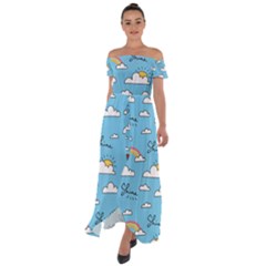 Off Shoulder Open Front Chiffon Dress 