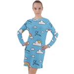 Sky Pattern Long Sleeve Hoodie Dress