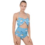 Seamless Pattern Vector Owl Cartoon With Bugs Scallop Top Cut Out Swimsuit