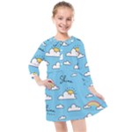 Seamless Pattern Vector Owl Cartoon With Bugs Kids  Quarter Sleeve Shirt Dress