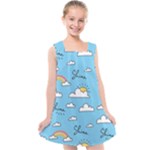Seamless Pattern Vector Owl Cartoon With Bugs Kids  Cross Back Dress
