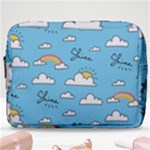 Seamless Pattern Vector Owl Cartoon With Bugs Make Up Pouch (Large)