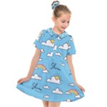 Seamless Pattern Vector Owl Cartoon With Bugs Kids  Short Sleeve Shirt Dress