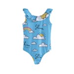 Seamless Pattern Vector Owl Cartoon With Bugs Kids  Frill Swimsuit