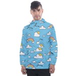 Seamless Pattern Vector Owl Cartoon With Bugs Men s Front Pocket Pullover Windbreaker