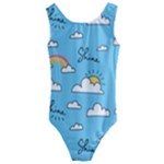 Seamless Pattern Vector Owl Cartoon With Bugs Kids  Cut-Out Back One Piece Swimsuit