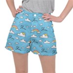 Seamless Pattern Vector Owl Cartoon With Bugs Women s Ripstop Shorts