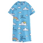 Seamless Pattern Vector Owl Cartoon With Bugs Kids  Boyleg Half Suit Swimwear