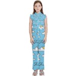 Sky Pattern Kids  Sleeveless Ruffle Edge Band Collar Chiffon One Piece