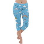 Seamless Pattern Vector Owl Cartoon With Bugs Lightweight Velour Capri Yoga Leggings