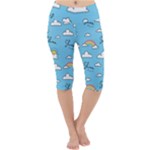 Seamless Pattern Vector Owl Cartoon With Bugs Lightweight Velour Cropped Yoga Leggings