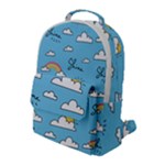 Seamless Pattern Vector Owl Cartoon With Bugs Flap Pocket Backpack (Large)