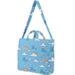 Seamless Pattern Vector Owl Cartoon With Bugs Square Shoulder Tote Bag