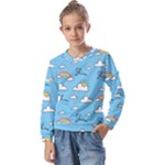 Sky Pattern Kids  Long Sleeve T-Shirt with Frill 