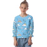 Sky Pattern Kids  Cuff Sleeve Top