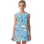 Sky Pattern Kids  Pilgrim Collar Ruffle Hem Dress