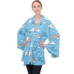 Seamless Pattern Vector Owl Cartoon With Bugs Long Sleeve Velvet Kimono 