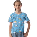 Sky Pattern Kids  Cuff Sleeve Scrunch Bottom T-Shirt